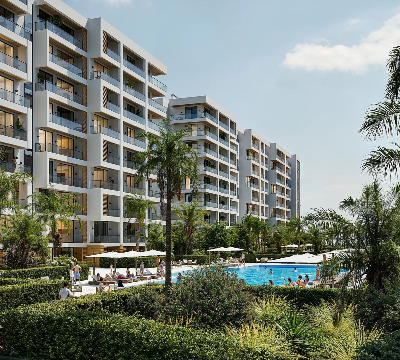 Визуализация: Park Residences 5: корпуса за садом и бассейном
